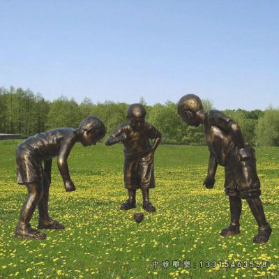 铜雕打陀螺人物雕塑