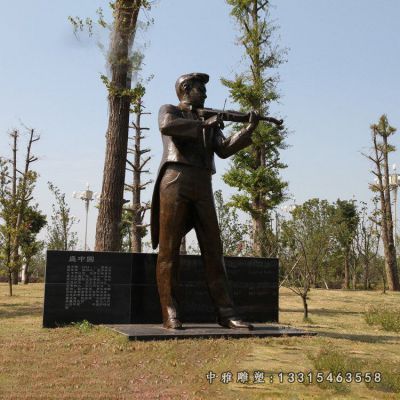 公园铜雕拉提琴雕塑